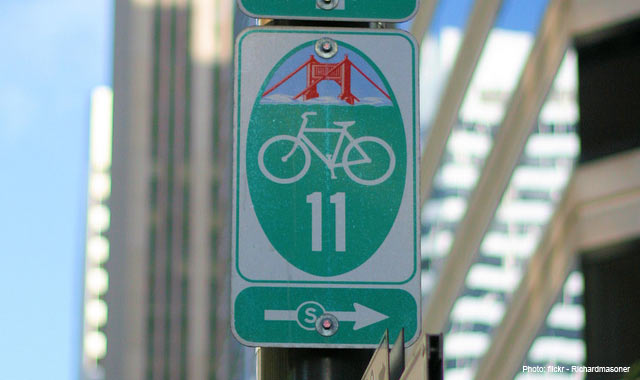Bicycle Route and Sign  System in San Francisco CA 