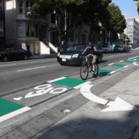 Fell Street Queuing Lane and Green Bicycle Lanes, San Francisco, CA