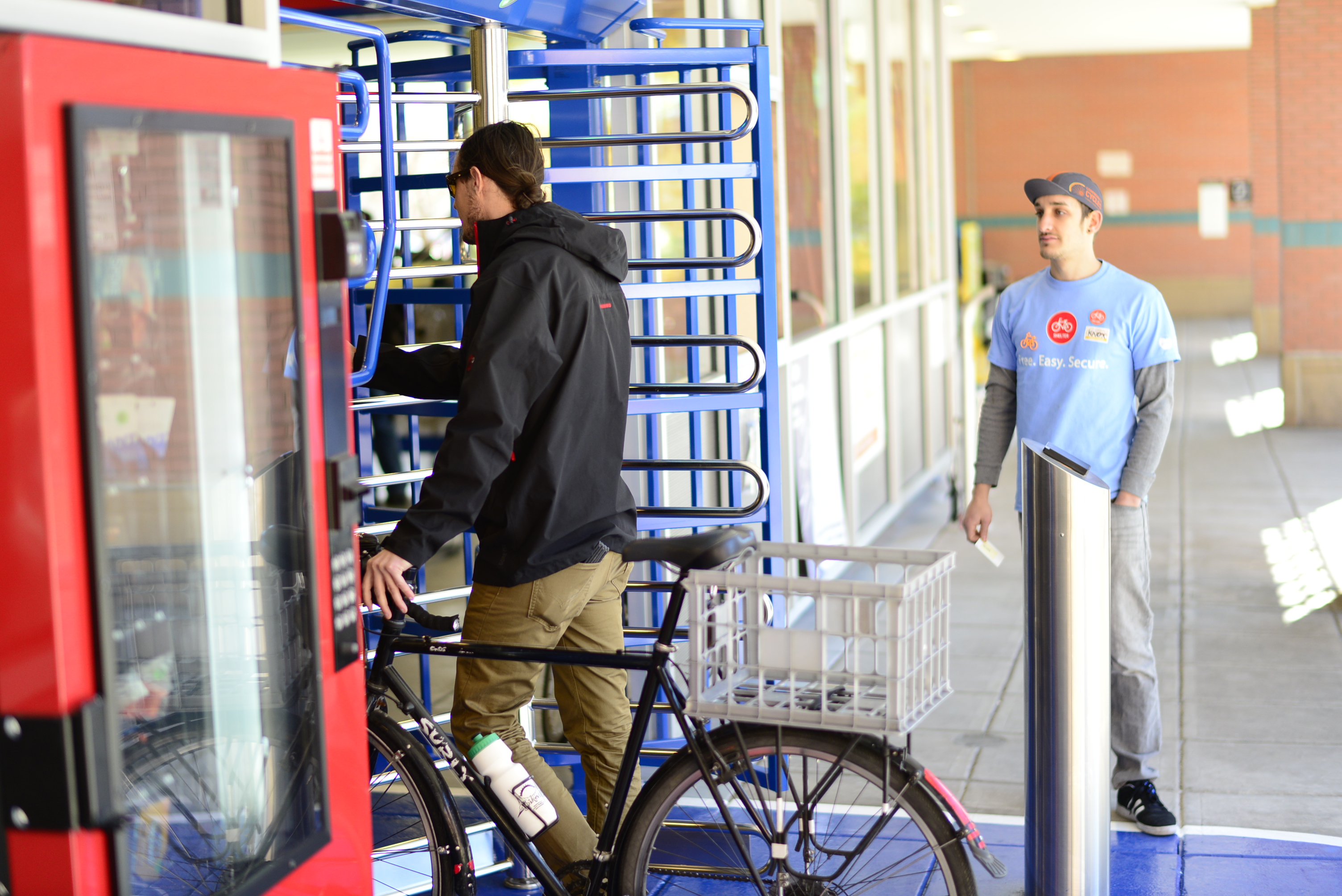 Bicycle cages with specialized turnstiles for increased security, Boulder (credit: Natalie Stiffler)