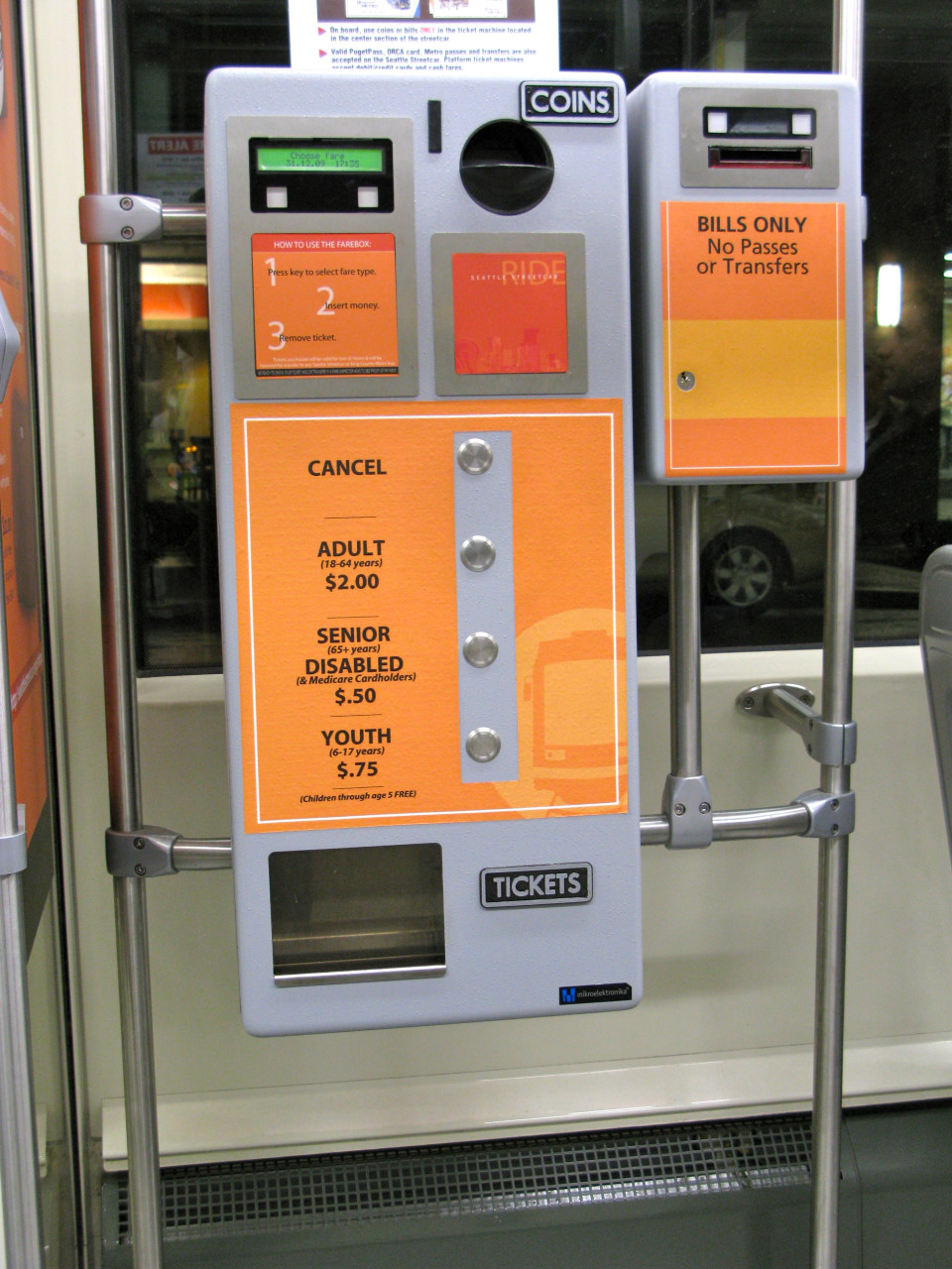 On-board ticketing machine, Seattle (credit: SDOT)