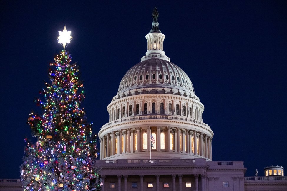 U.S. Capitol Lit With Holiday Lights