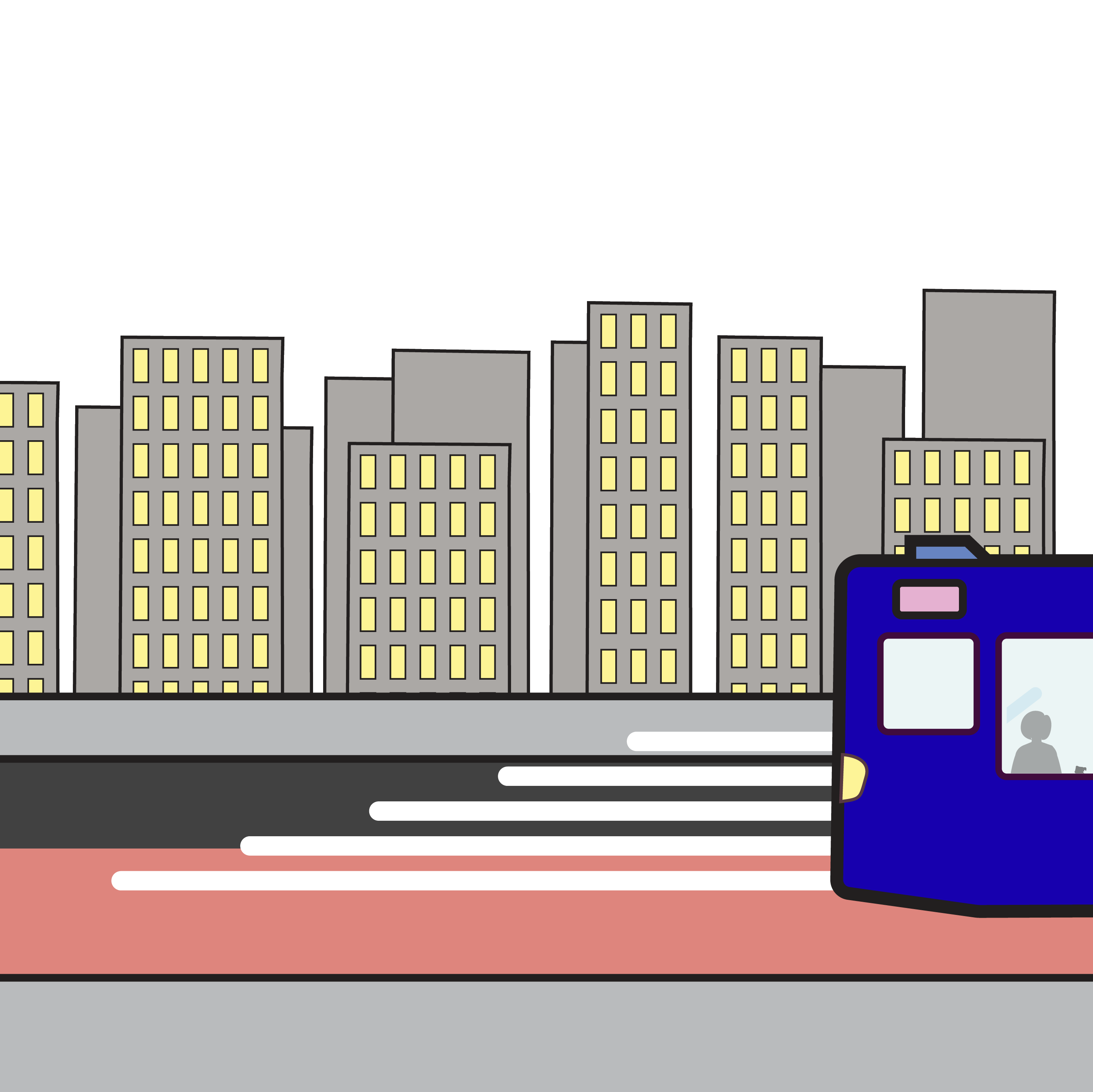 An illustration of a bus in a red transit lane with zoom lines indicating fast service