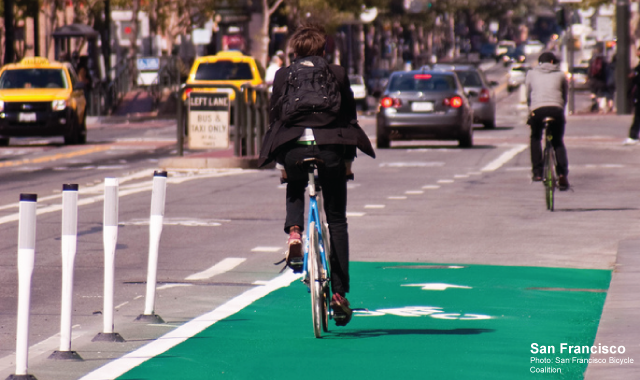 Colored Cycle Track - San FranciscoPhoto: San Francisco Bicycle Coalition