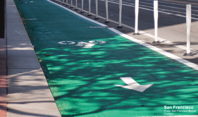 One Way Protected Cycle Track - San Francisco, CAPhoto: San Francisco Bicycle Coalition