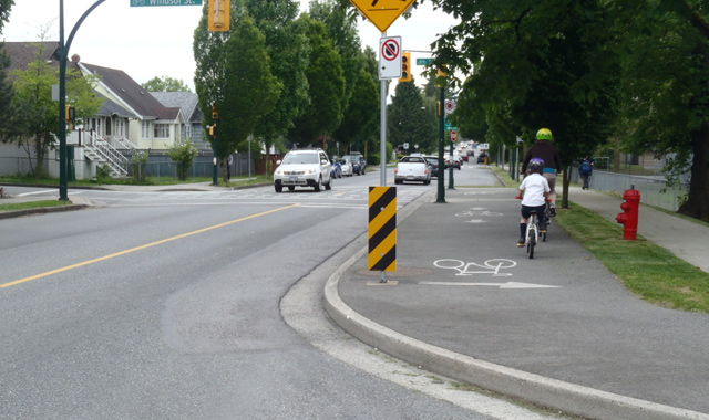 Two Way Cycle Track Connection on Bicycle Boulevard - Vancouver, BC