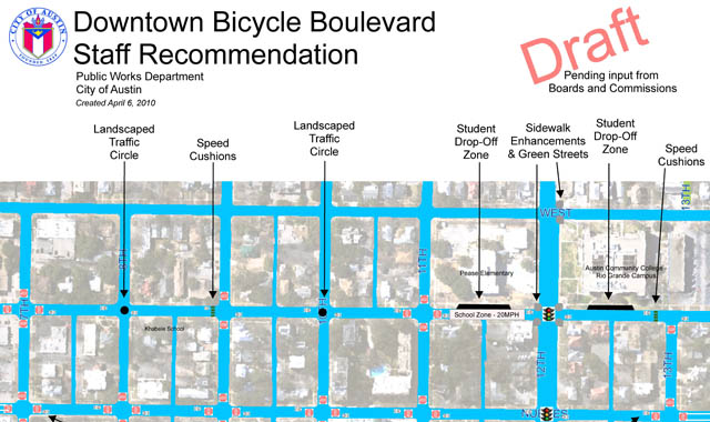 Recommended Bicycle Boulevard Improvements - Austin, TXThis project recommendation sheet identifies an integrated set of volume and speed management treatments to establish a bicycle boulevard.