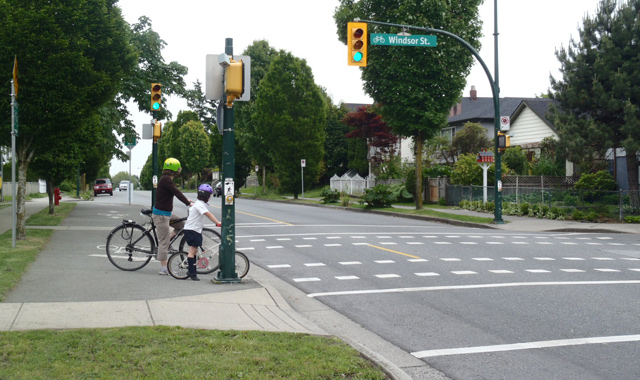 Raised Cycle Track Connection on Bicycle Boulevard - Vancouver, BC