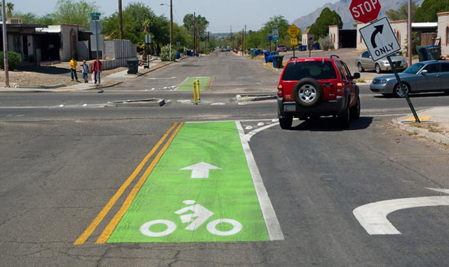Colored Bicycle Lane - Tucson, AZCredit: tucsonvelo.com - Michael McKisson